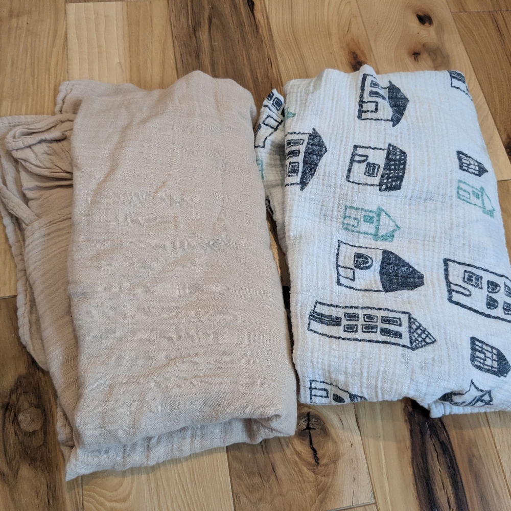Set of Two Muslin Swaddle Blankets